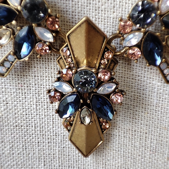 Art Deco Roaring 20s Great Gatsby J Crew Brass Tone Fabulous Statement Necklace - Picture 9 of 14